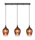 Lavus Bar Pendant Ceiling Light Gunmetal Red Glass Shade 3x E27-3