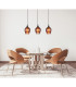 Lavus Bar Pendant Ceiling Light Gunmetal Red Glass Shade 3x E27-5