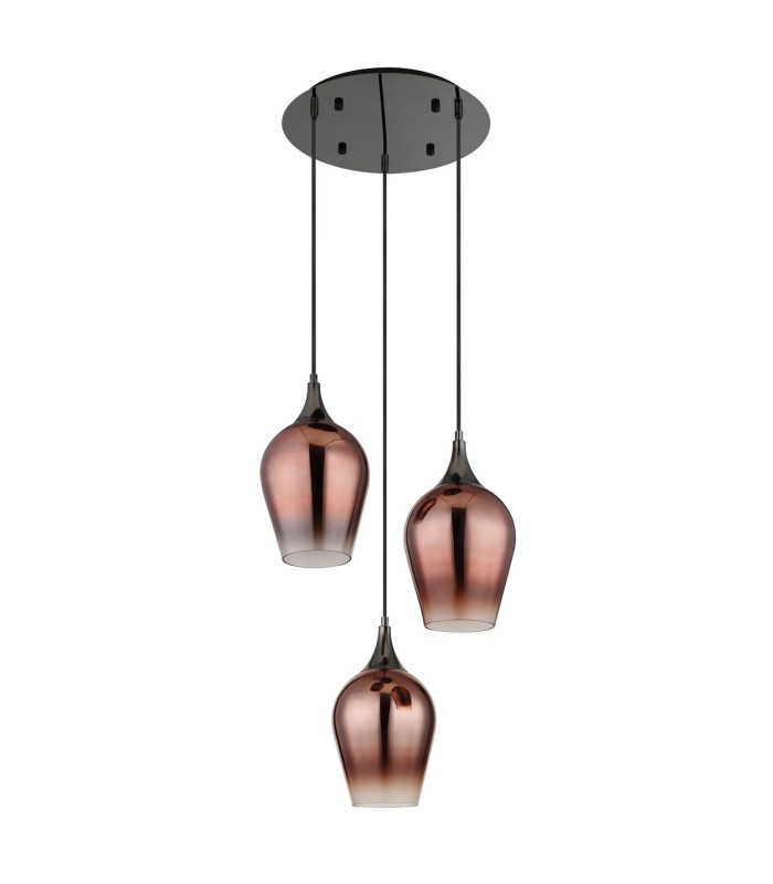 Lavus Cluster Pendant Ceiling Light Gunmetal Red Glass Shade 3x E27-2