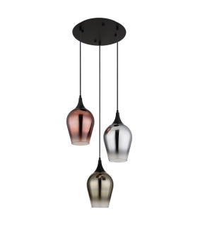 Lavus Cluster Pendant Ceiling Light Matt Black Glass Shade 3x E27-2