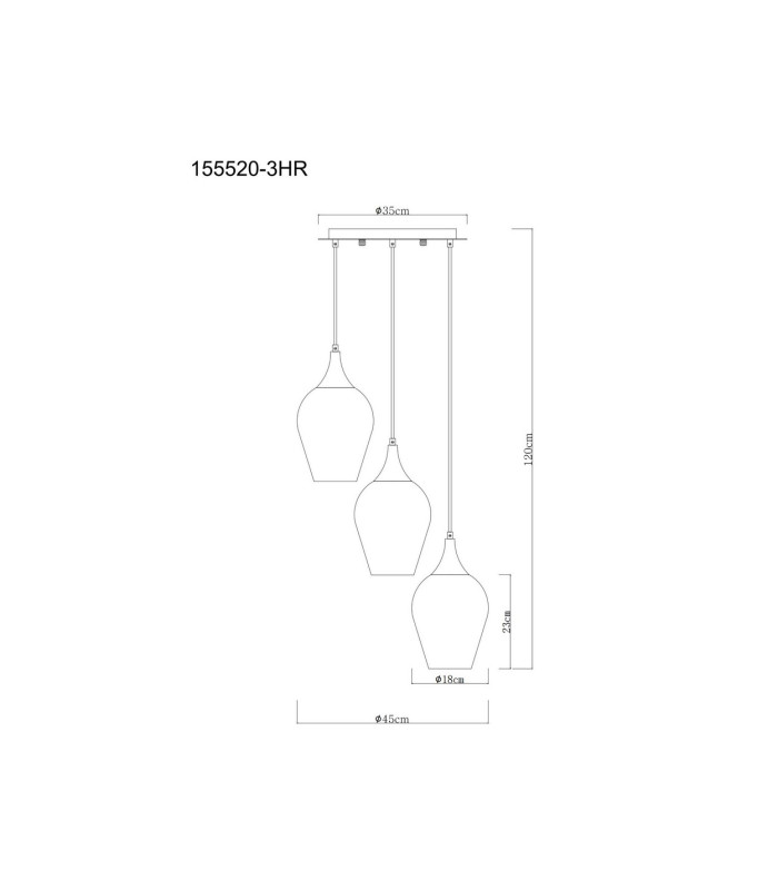 Lavus Cluster Pendant Ceiling Light Matt Black Glass Shade 3x E27-5