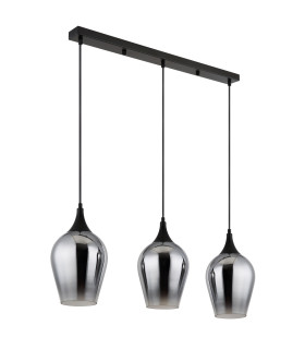Lavus Bar Pendant Ceiling Light Matt Black Smoke Glass Shade 3x E27-2