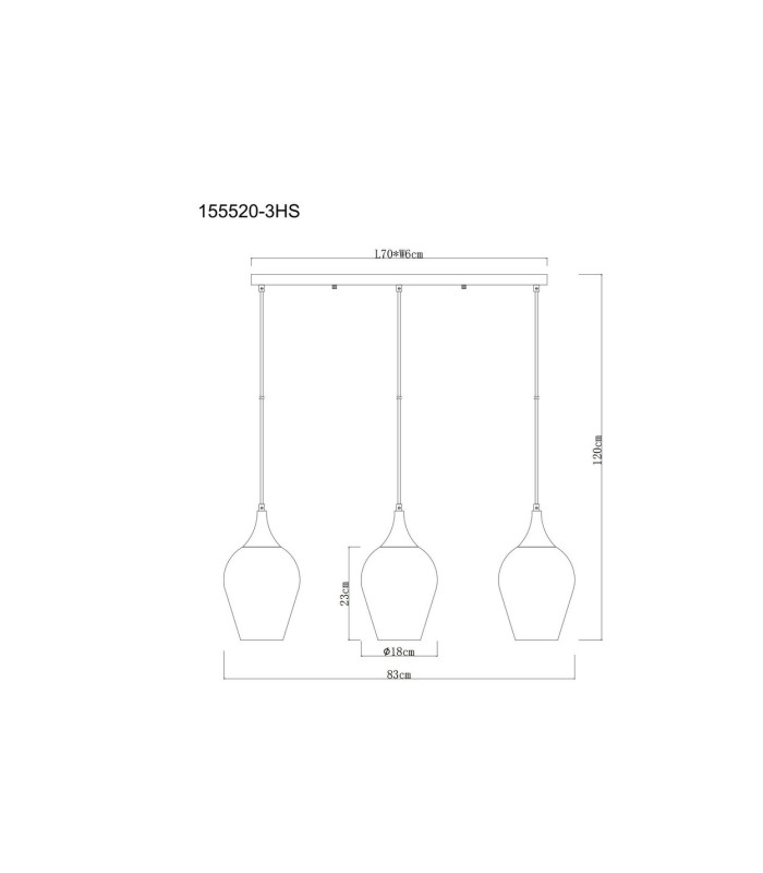 Lavus Bar Pendant Ceiling Light Matt Black Smoke Glass Shade 3x E27-6