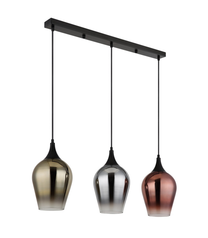 Lavus Bar Pendant Ceiling Light Matt Black Glass Shade 3x E27-2