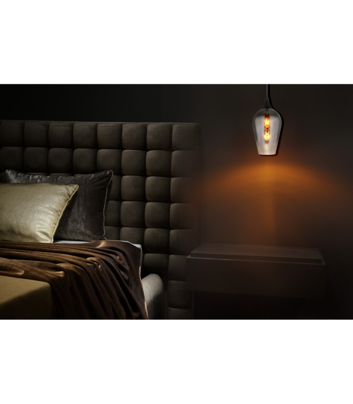 Lavus Dome Pendant Ceiling Light Matt Black Chromed Glass Shade 1x E27-7