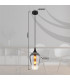 Lavus Dome Pendant Ceiling Light Matt Black Chromed Glass Shade 1x E27-8
