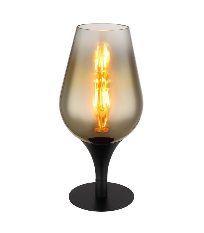 Lavus Bedside Table Lamp Matt Black Gold Colors Glass Shade 1x E27-1