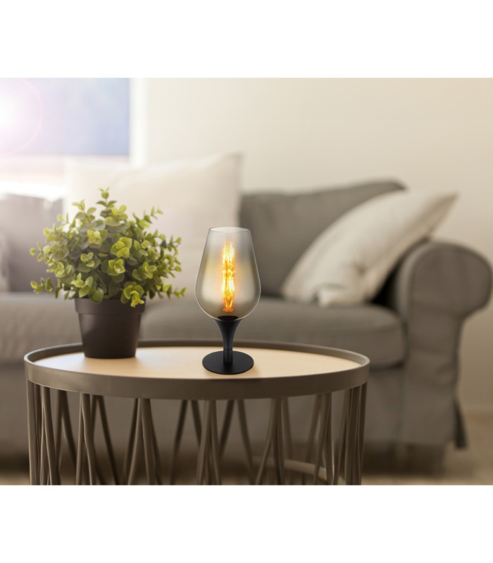Lavus Bedside Table Lamp Matt Black Gold Colors Glass Shade 1x E27-4