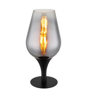 Lavus Bedside Table Lamp Matt Black Chromed Glass Shade 1x E27-1