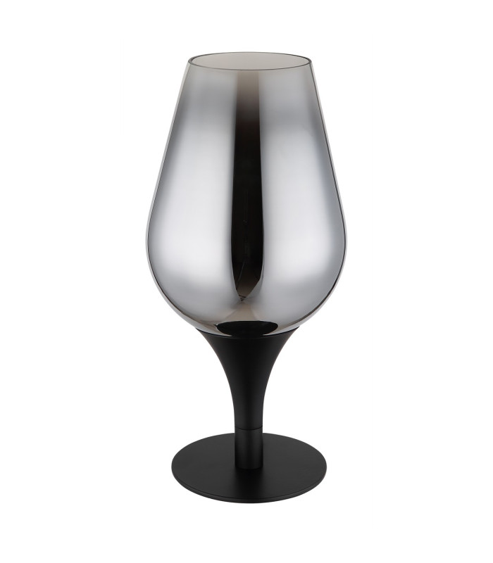Lavus Bedside Table Lamp Matt Black Chromed Glass Shade 1x E27-2