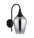 Lavus Dome Wall Lamp Matt Black Chromed Glass Shade 1x E27-2