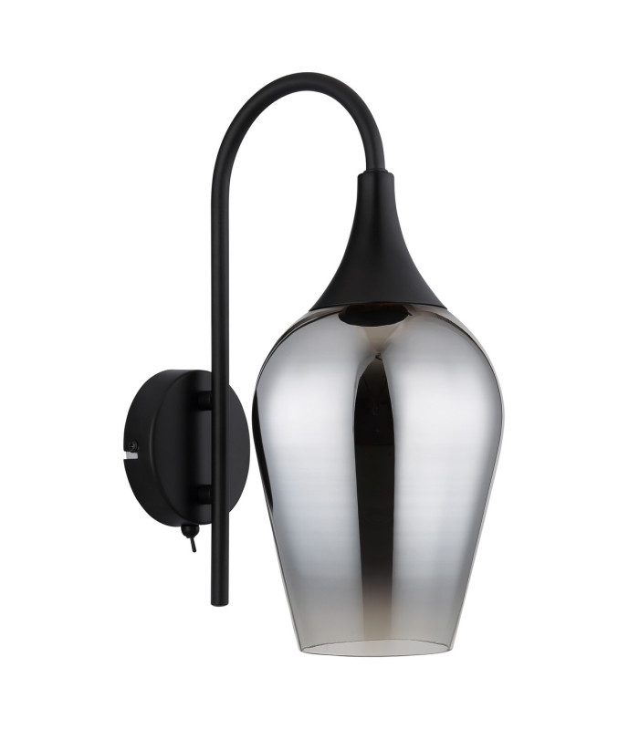 Lavus Dome Wall Lamp Matt Black Chromed Glass Shade 1x E27-2