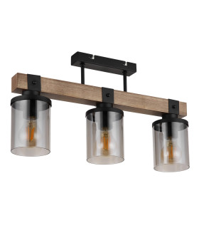 Lila Ceiling Spotlight Bar Matt Black Smoke Glass Shade 3x E27-2