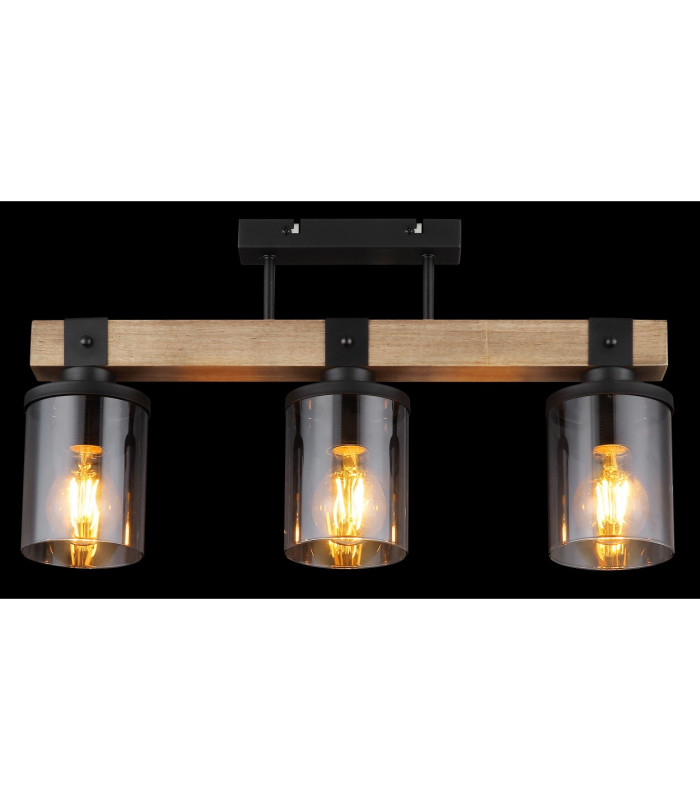 Lila Ceiling Spotlight Bar Matt Black Smoke Glass Shade 3x E27-6