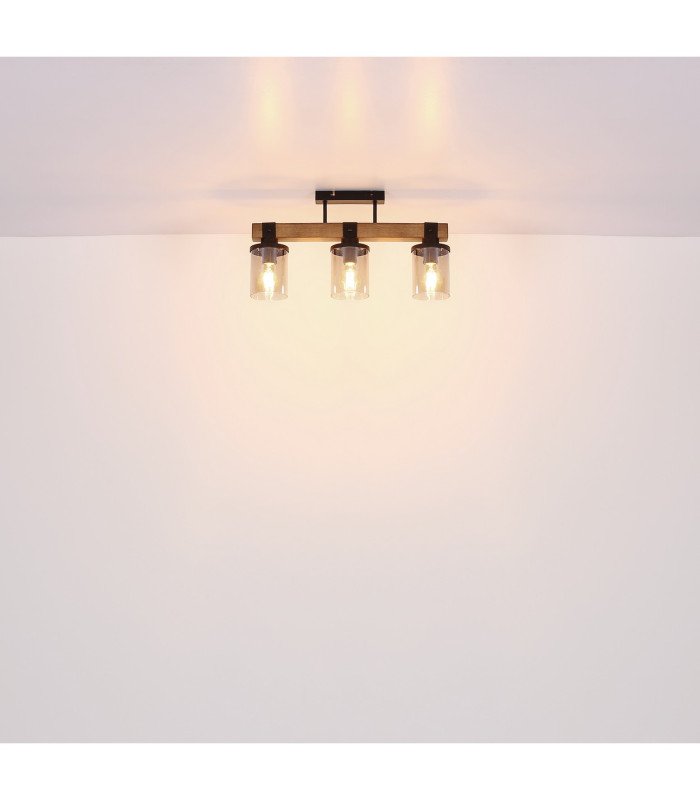 Lila Ceiling Spotlight Bar Matt Black Smoke Glass Shade 3x E27-8