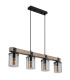 Lila Bar Pendant Ceiling Light Matt Black Smoke Glass Shade 4x E27-2