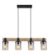 Lila Bar Pendant Ceiling Light Matt Black Smoke Glass Shade 4x E27-3