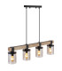 Lila Bar Pendant Ceiling Light Matt Black Smoke Glass Shade 4x E27-7