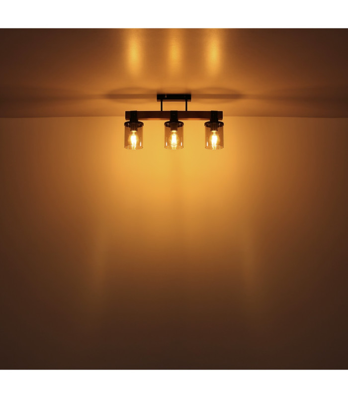 Lila Bar Pendant Ceiling Light Matt Black Smoke Glass Shade 4x E27-8