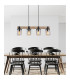 Lila Bar Pendant Ceiling Light Matt Black Smoke Glass Shade 4x E27-11