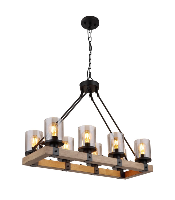 Lila Bar Pendant Ceiling Light Matt Black Smoke Glossy Glass Shade 8x E27-1