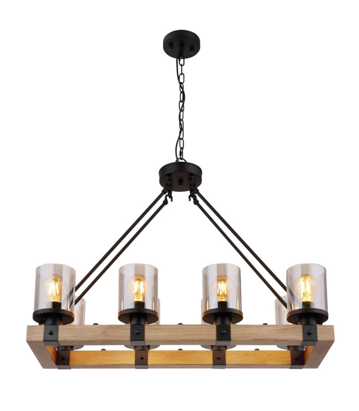 Lila Bar Pendant Ceiling Light Matt Black Smoke Glossy Glass Shade 8x E27-3