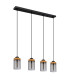 Finca Bar Pendant Ceiling Light Matt Black Smoke Glass Shade 4x E27-2