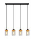 Finca Bar Pendant Ceiling Light Matt Black Smoke Glass Shade 4x E27-3