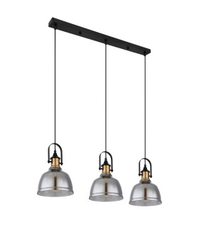 Dorothea Bar Pendant Ceiling Light Black Glass Shade 3x E27-2