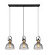 Dorothea Bar Pendant Ceiling Light Black Glass Shade 3x E27-3