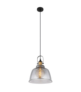 Dorothea Dome Pendant Ceiling Light Black Glass Shade 1x E27-1