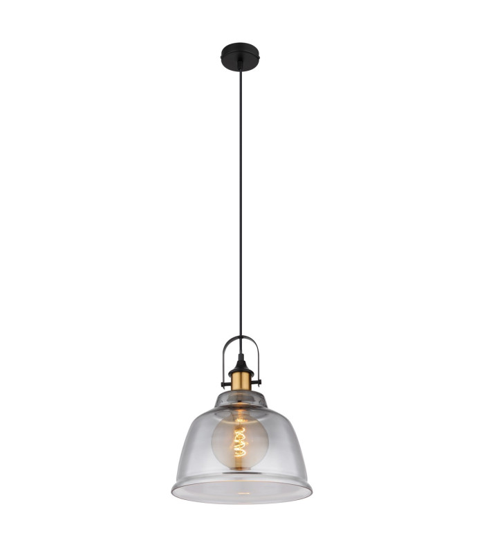 Dorothea Dome Pendant Ceiling Light Black Glass Shade 1x E27-1