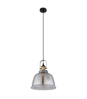 Dorothea Dome Pendant Ceiling Light Black Glass Shade 1x E27-2