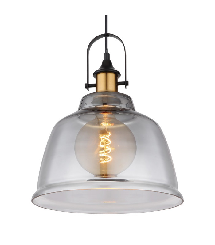 Dorothea Dome Pendant Ceiling Light Black Glass Shade 1x E27-3