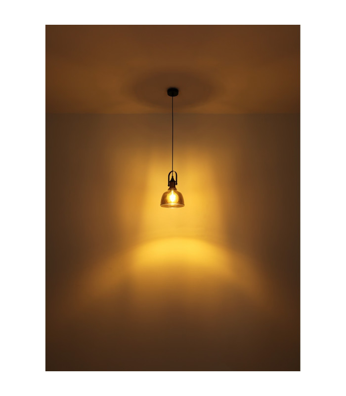 Dorothea Dome Pendant Ceiling Light Black Glass Shade 1x E27-4