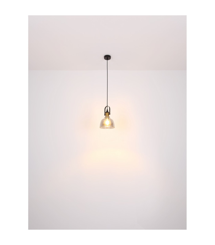 Dorothea Dome Pendant Ceiling Light Black Glass Shade 1x E27-5