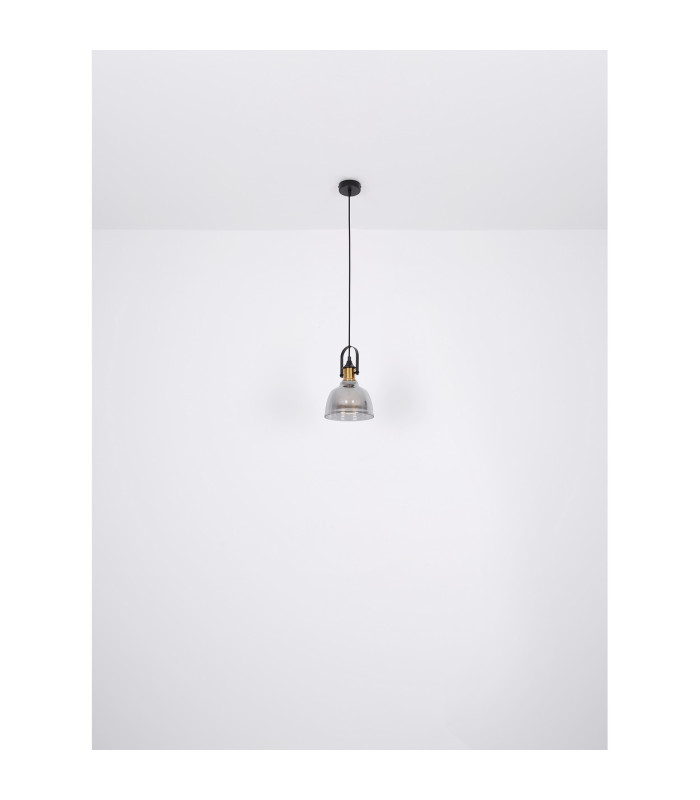 Dorothea Dome Pendant Ceiling Light Black Glass Shade 1x E27-6
