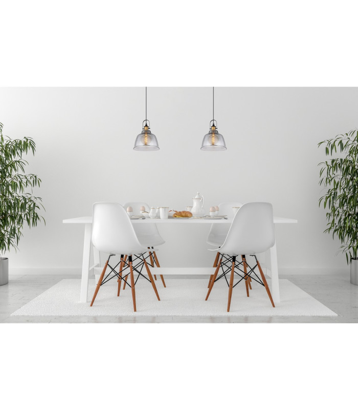 Dorothea Dome Pendant Ceiling Light Black Glass Shade 1x E27-7