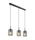 Kammi Bar Pendant Ceiling Light Matt Black Smoke Glass Shade 3x E27-1