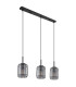 Kammi Bar Pendant Ceiling Light Matt Black Smoke Glass Shade 3x E27-2