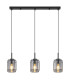 Kammi Bar Pendant Ceiling Light Matt Black Smoke Glass Shade 3x E27-3