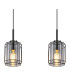 Kammi Bar Pendant Ceiling Light Matt Black Smoke Glass Shade 3x E27-4