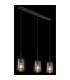 Kammi Bar Pendant Ceiling Light Matt Black Smoke Glass Shade 3x E27-5