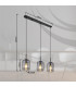 Kammi Bar Pendant Ceiling Light Matt Black Smoke Glass Shade 3x E27-8