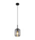 Kammi Wire Frame Pendant Ceiling Light Matt Black Smoke Glass Shade 1x E27-1