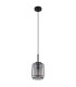 Kammi Wire Frame Pendant Ceiling Light Matt Black Smoke Glass Shade 1x E27-2