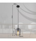 Kammi Wire Frame Pendant Ceiling Light Matt Black Smoke Glass Shade 1x E27-6