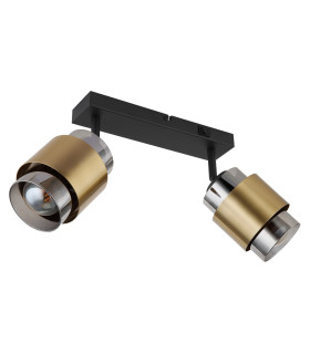 Milley Twin Ceiling Spotlight Matt Black Smoke Glass Shade 2x E27-2
