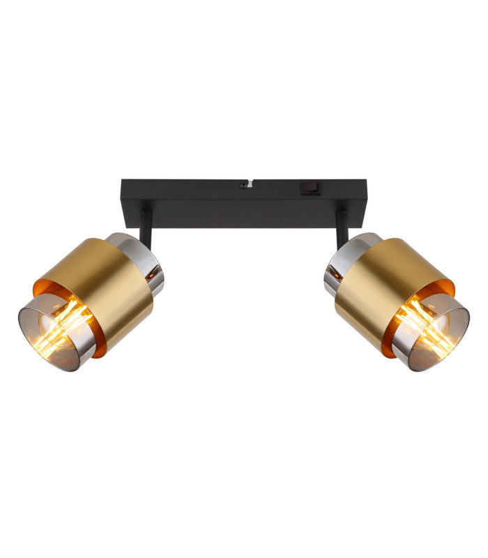 Milley Twin Ceiling Spotlight Matt Black Smoke Glass Shade 2x E27-3