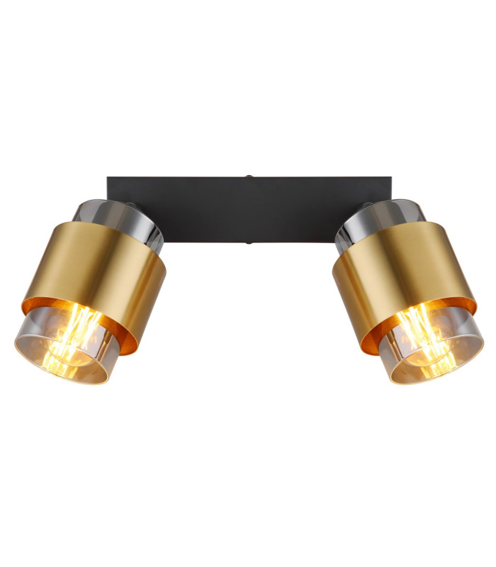 Milley Twin Ceiling Spotlight Matt Black Smoke Glass Shade 2x E27-4
